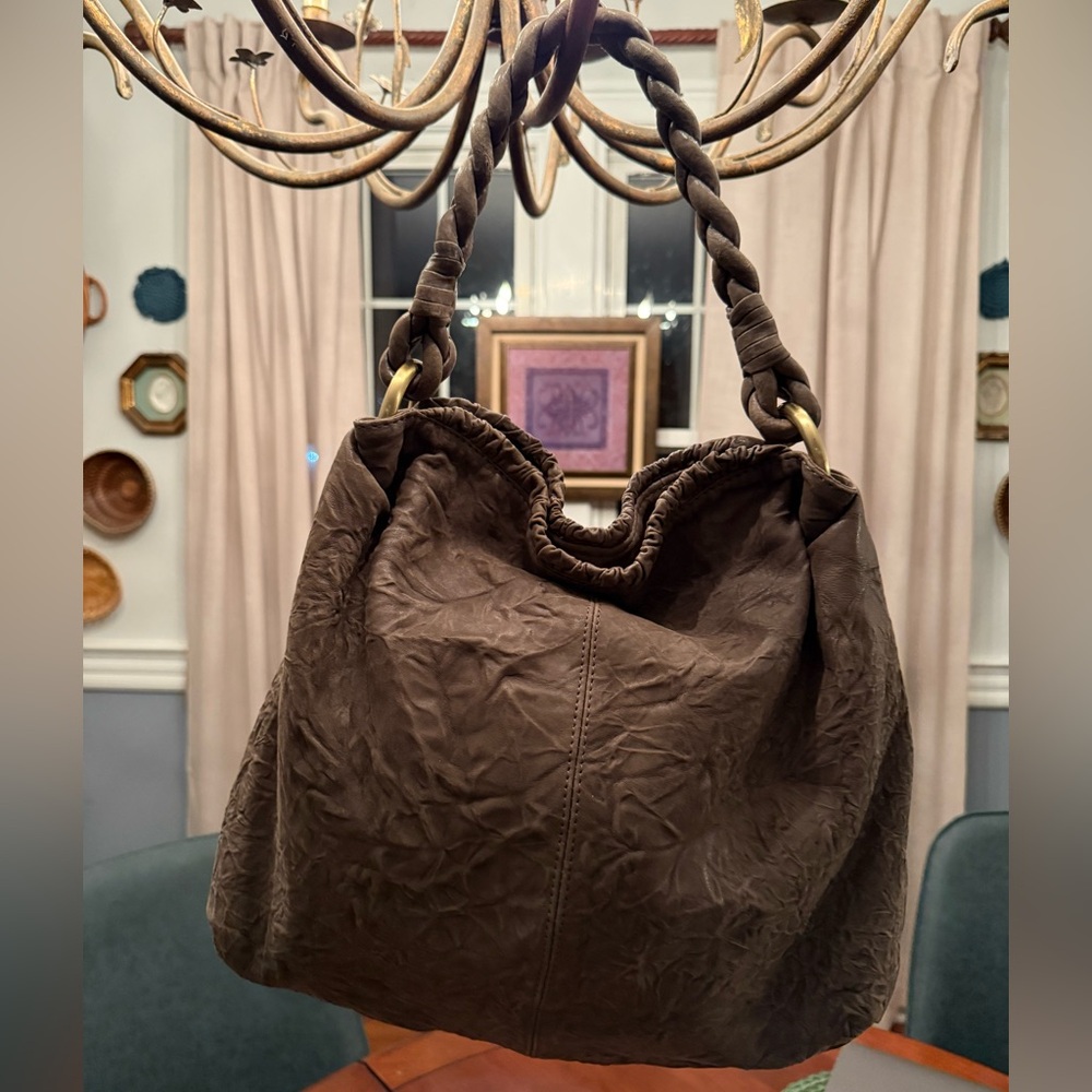 Monserat de Lucca Crinkle Leather Handbag Tote